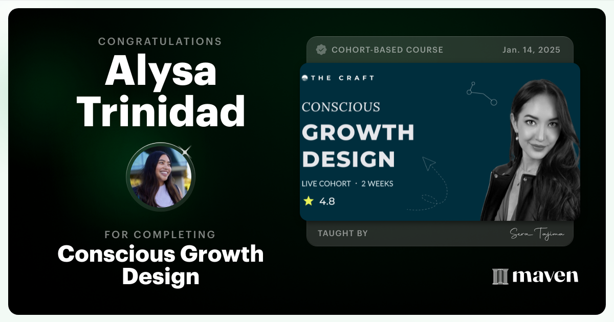 Certificate of Completion for Growth Design for a Sustainable Future