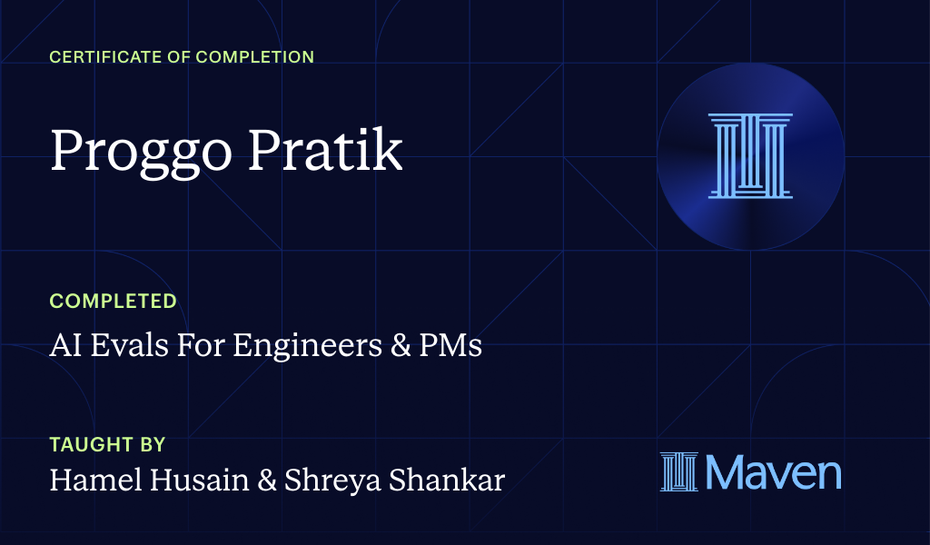 Certificate for AI Evals For Engineers & PMs