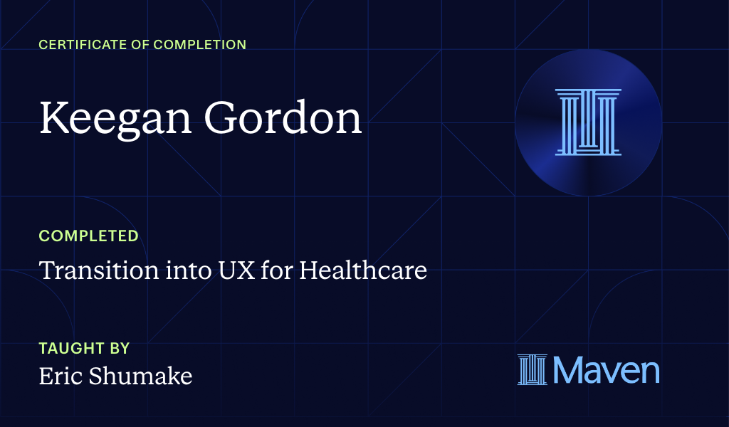 Certificate for Transition into UX for Healthcare