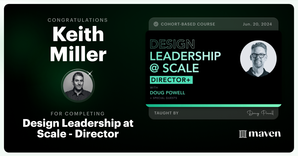 Certificate of Completion for Design Leadership at Scale: Director