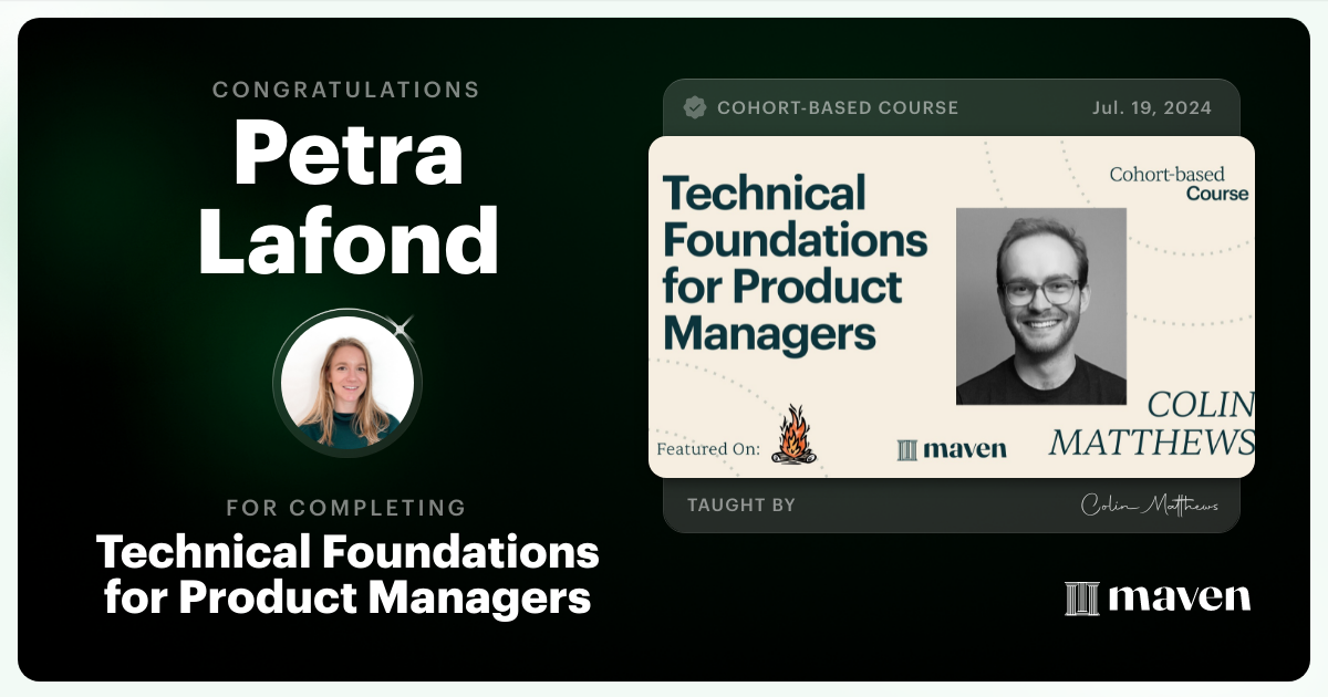Certificate of Completion for Technical Foundations for Product Managers