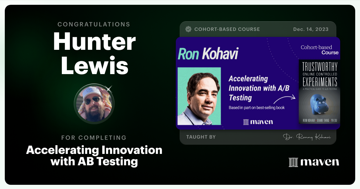 Certificate of Completion for Accelerating Innovation with A/B Testing