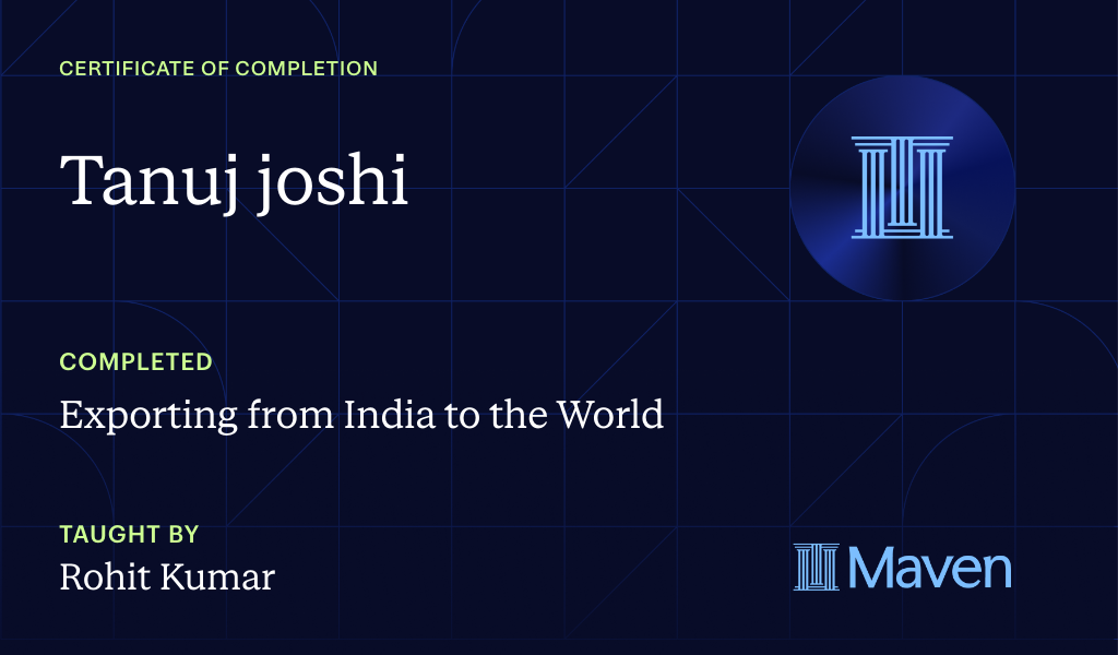 Certificate for Exporting from India to the World