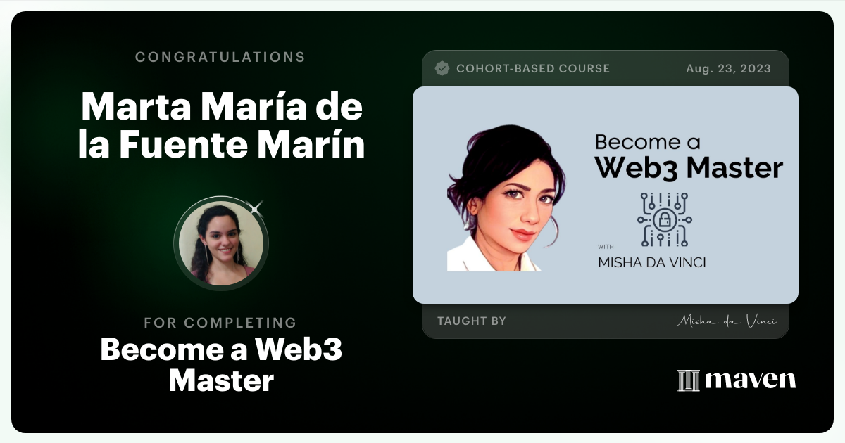 Certificate of Completion for Become a Web3 Master
