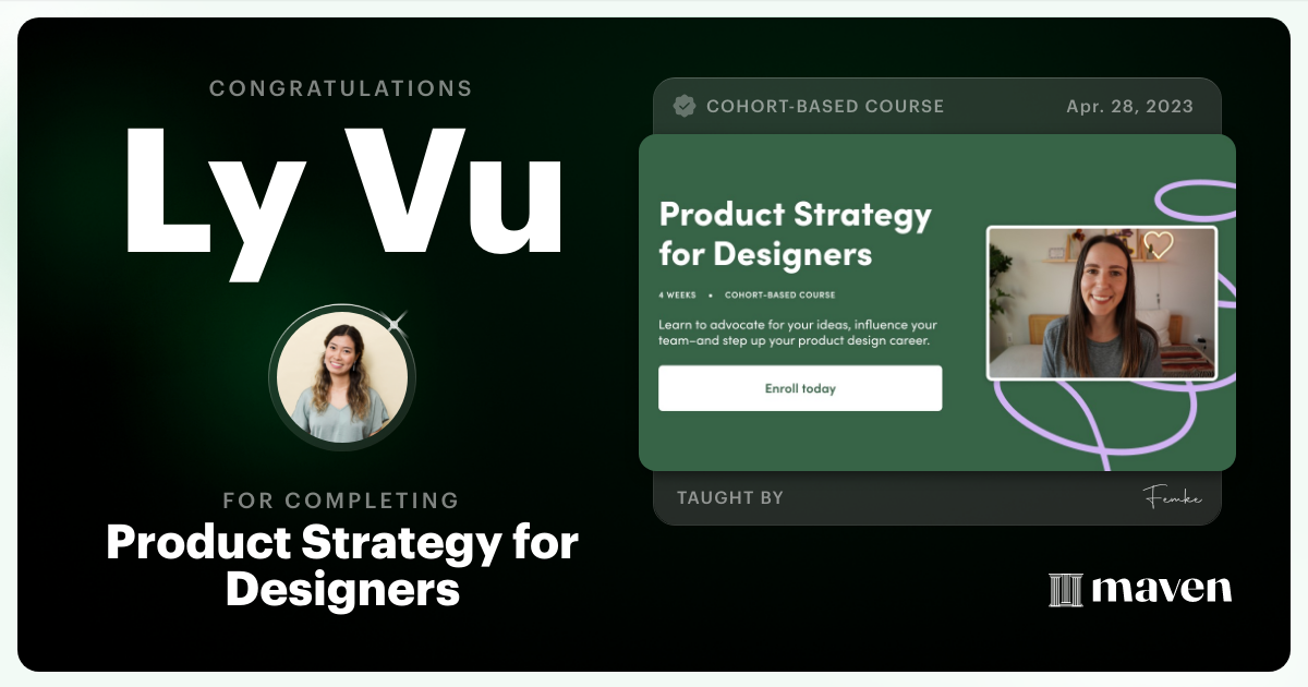Certificate of Completion for Product Strategy for Designers