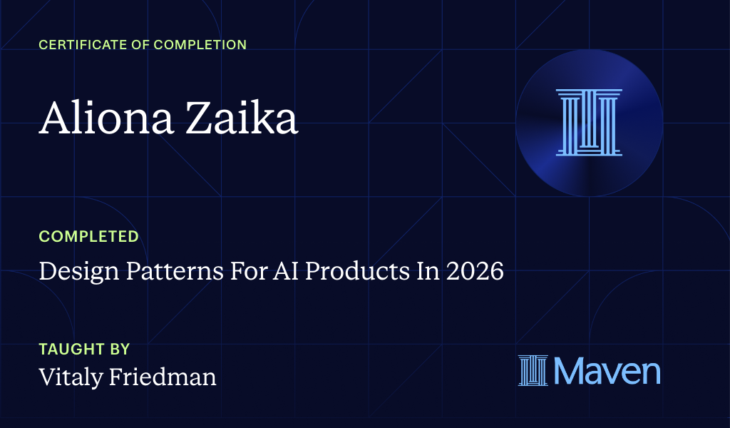 Certificate for Design Patterns For AI Products In 2026