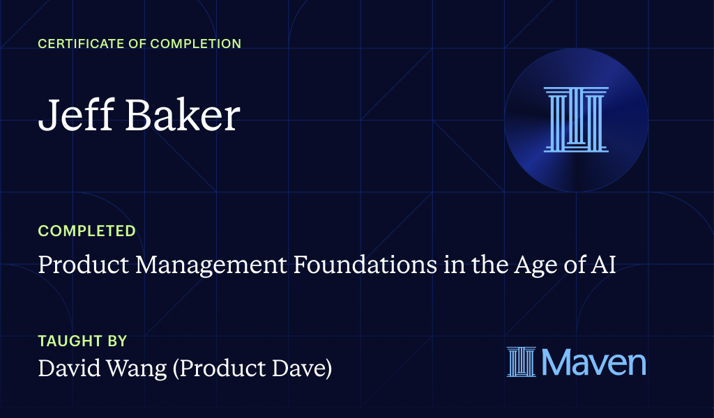 Certificate for Become an AI Native Product Builder in 4 Weeks