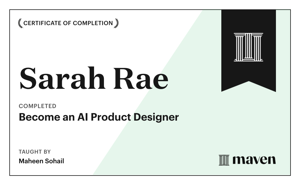 Certificate for Become an AI Product Designer