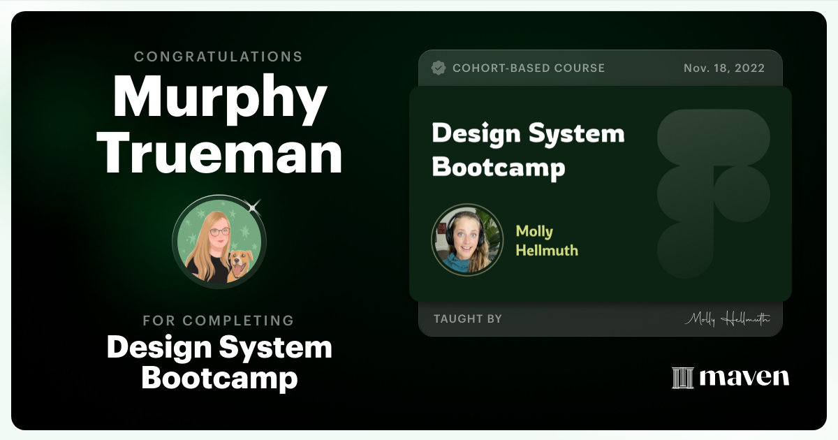 Certificate of Completion for Design System Bootcamp