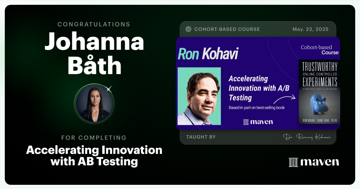 Certificate of Completion for Accelerating Innovation with A/B Testing