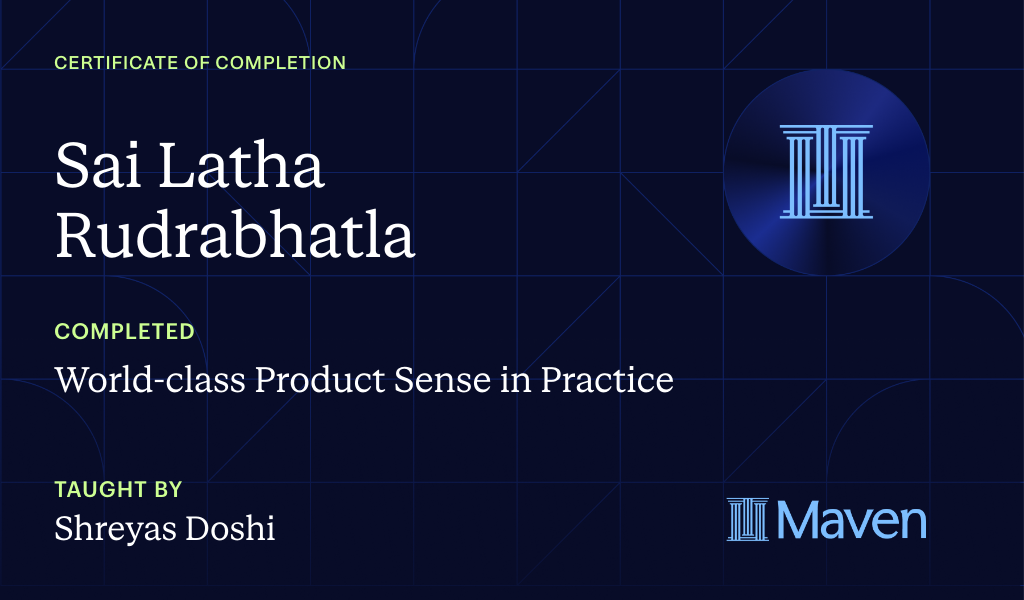 Certificate for World-class Product Sense in Practice