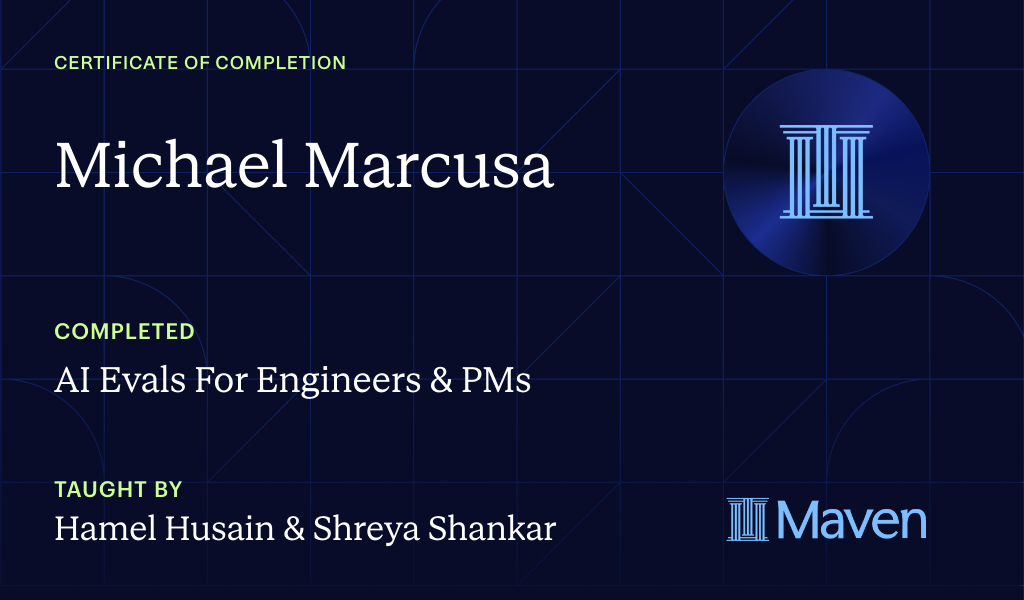 Certificate for AI Evals For Engineers & PMs