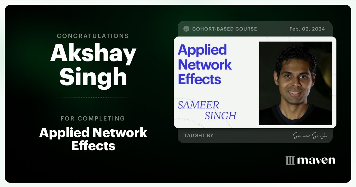 Certificate of Completion for Applied Network Effects