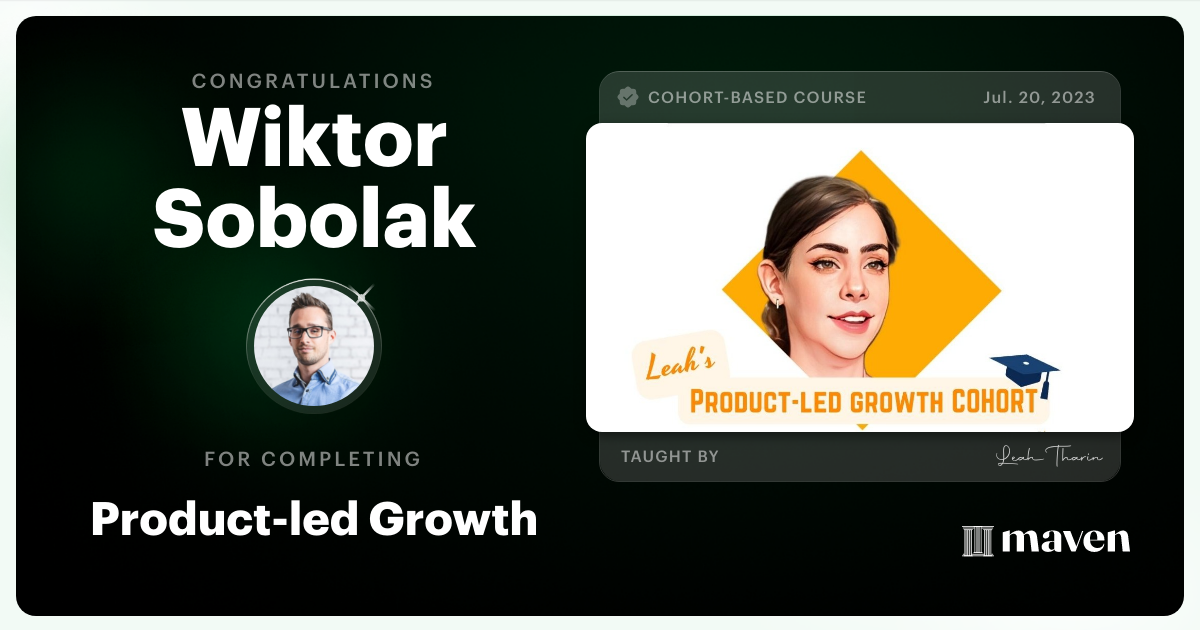 Certificate of Completion for Product-led Growth in B2B