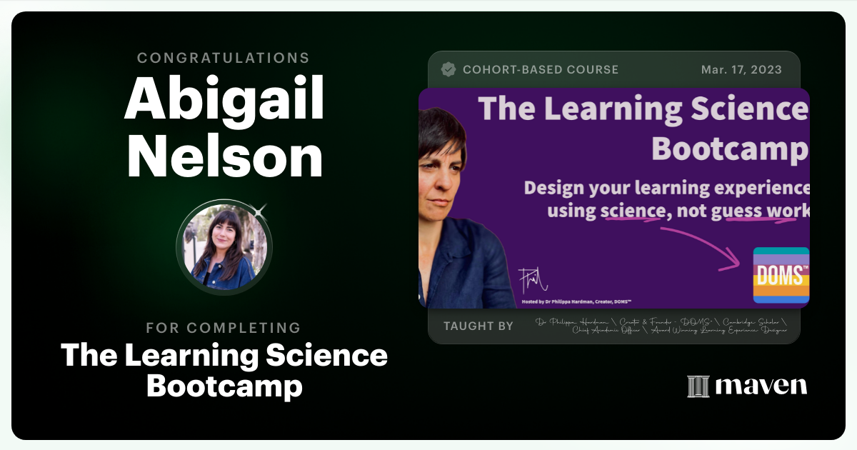 Certificate of Completion for The AI Bootcamp for L&D