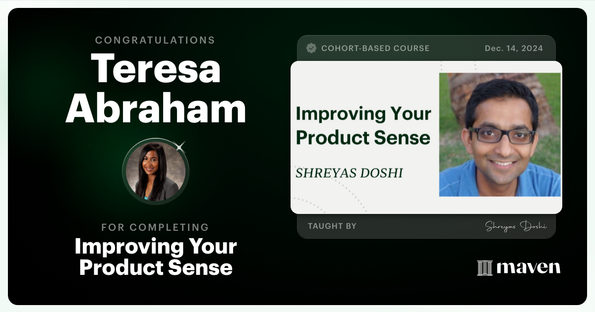 Certificate of Completion for World-class Product Sense in Practice