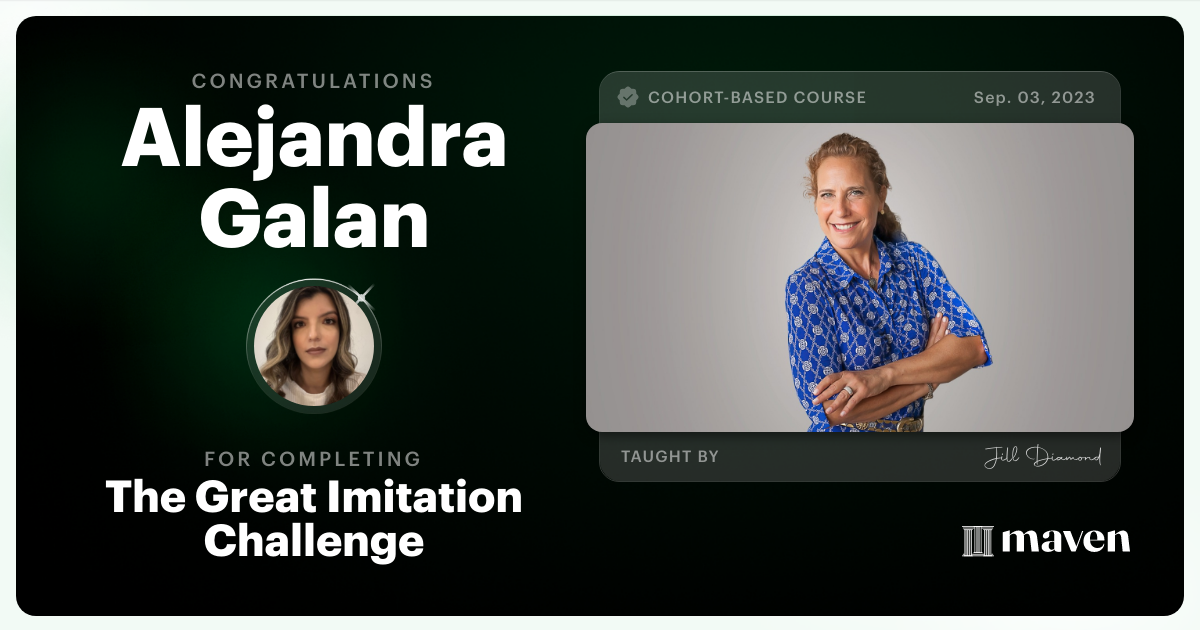 Certificate of Completion for The Great Imitation Challenge