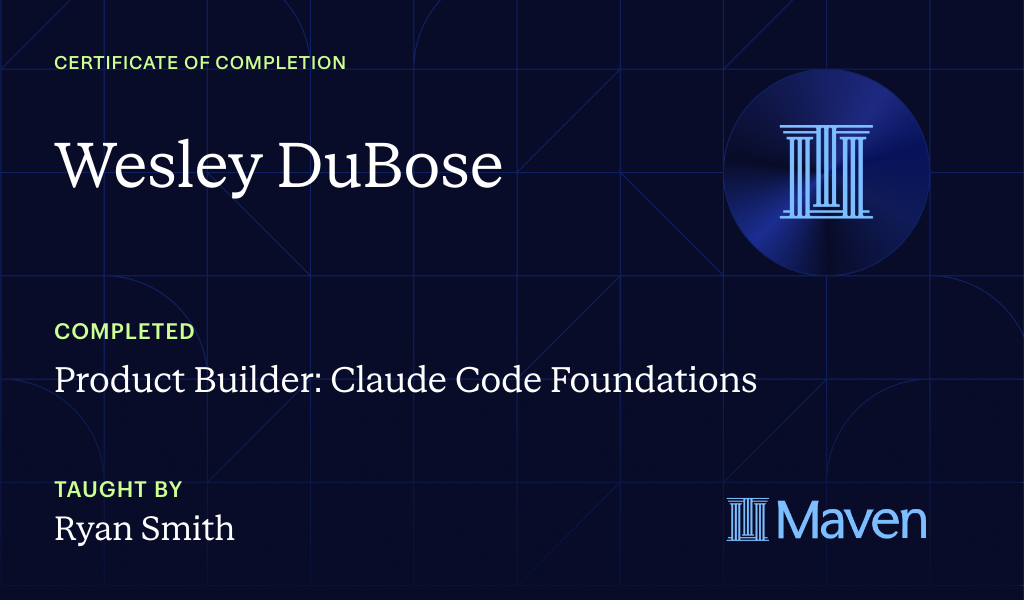 Certificate for Product Builder: Agentic AI for Product Managers