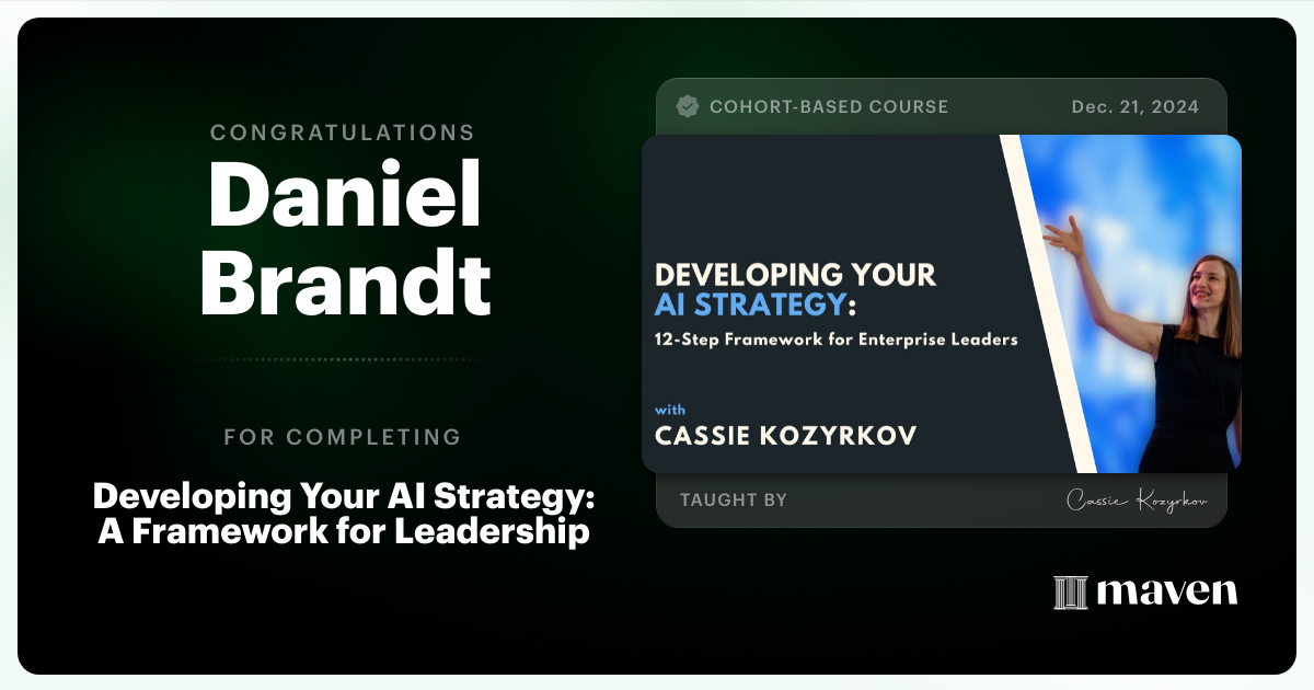 Certificate of Completion for Developing Your AI Strategy: A Framework for Leadership