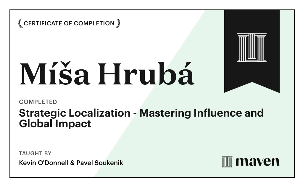 Certificate for Strategic Localization Certification
