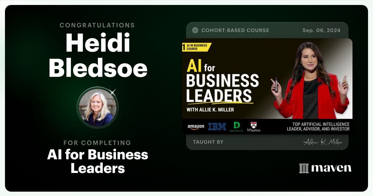 Certificate of Completion for AI for Business Leaders