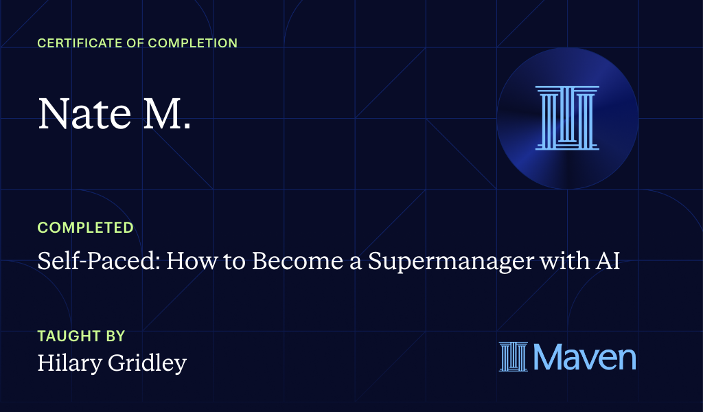Certificate for Self-Paced: How to Become a Supermanager with AI