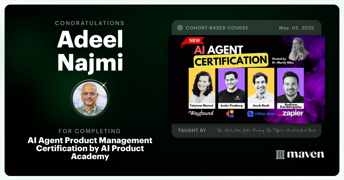 Certificate of Completion for OpenClaw & Claude Code Certification for AI-Native PMs by AI Product Academy