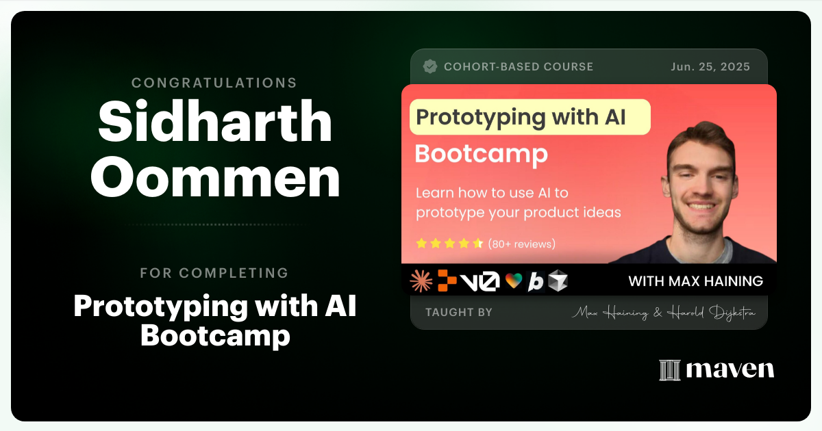 Certificate of Completion for The AI Builder Bootcamp
