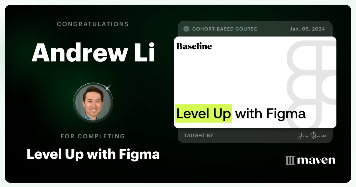 Certificate of Completion for Level Up with Figma