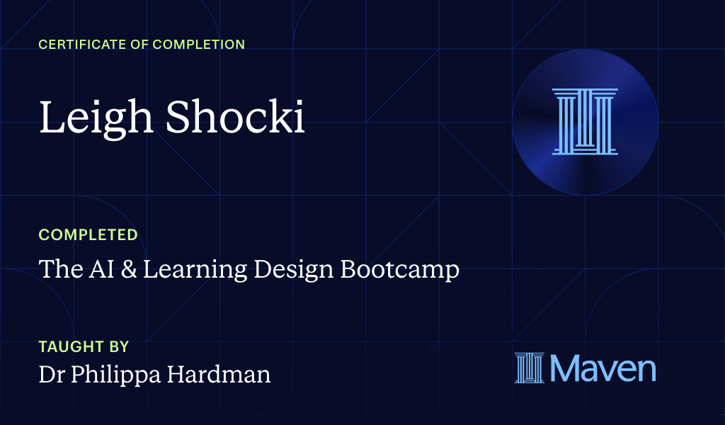 Certificate for The AI Bootcamp for L&D