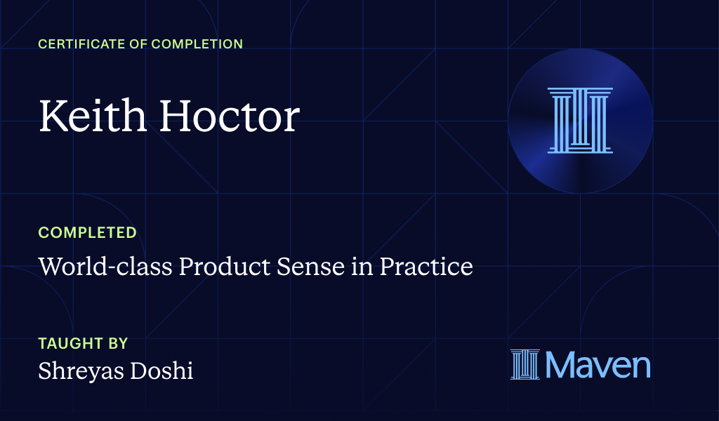 Certificate for World-class Product Sense in Practice