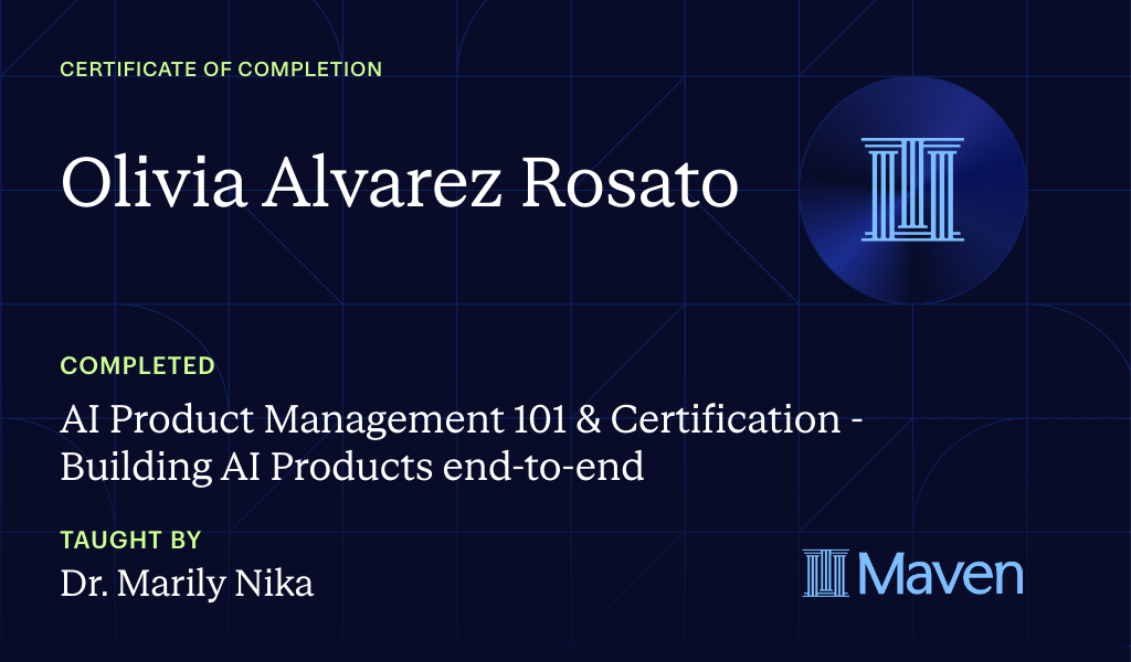 Certificate for AI-Enhanced Product Management Certification by AI Product Academy