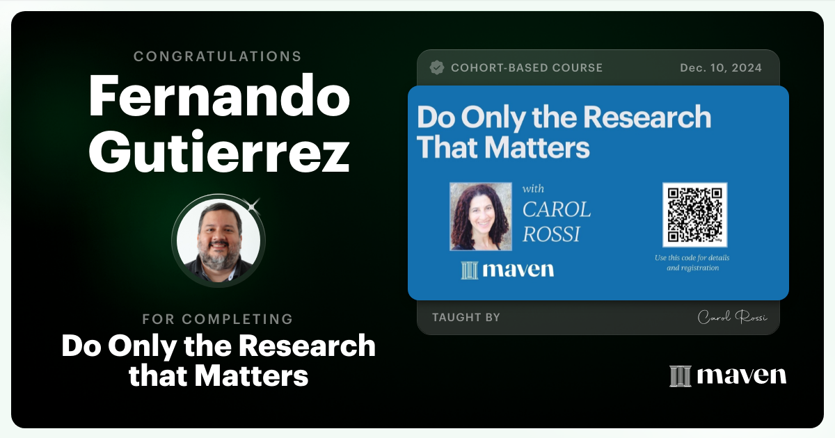 Certificate of Completion for Do Only the Research that Matters