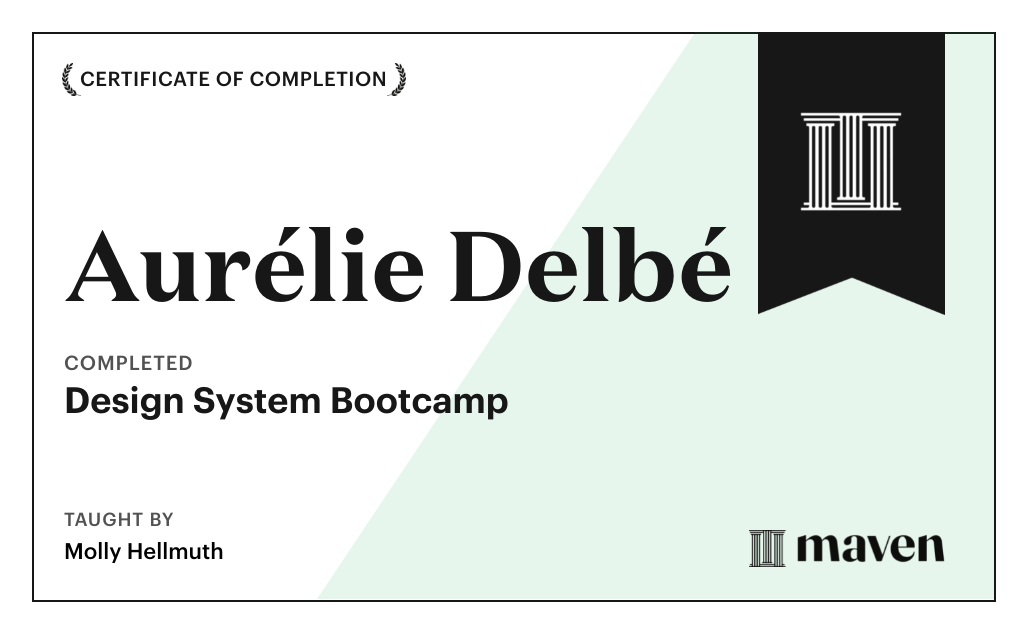 Certificate for Design System Bootcamp