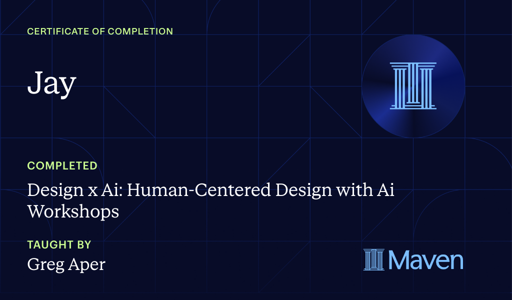 Certificate for Design x Ai: Human-Centered Design with Ai Workshops