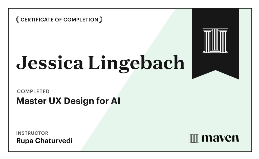 Certificate for Master UX Design for AI - A Career Accelerator for AI Native Designers