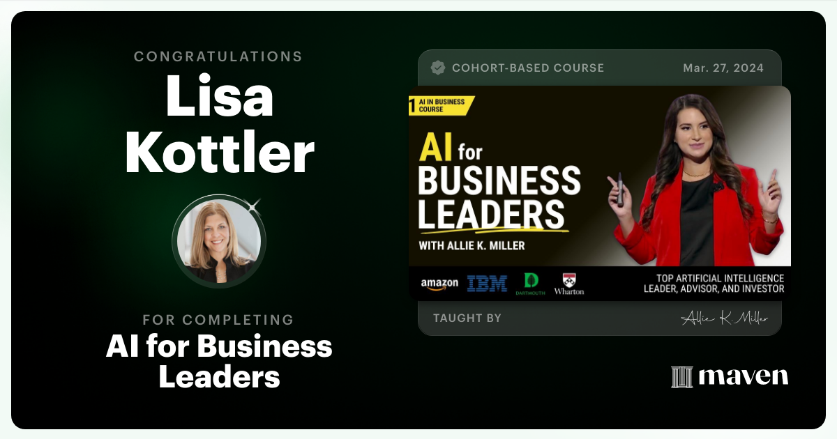 Certificate of Completion for AI for Business Leaders
