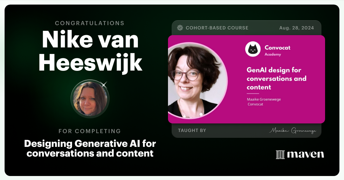 Certificate of Completion for Designing Generative AI for conversations and content