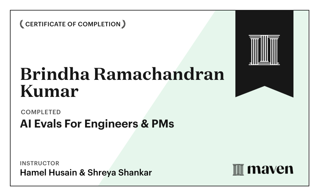 Certificate for AI Evals For Engineers & PMs
