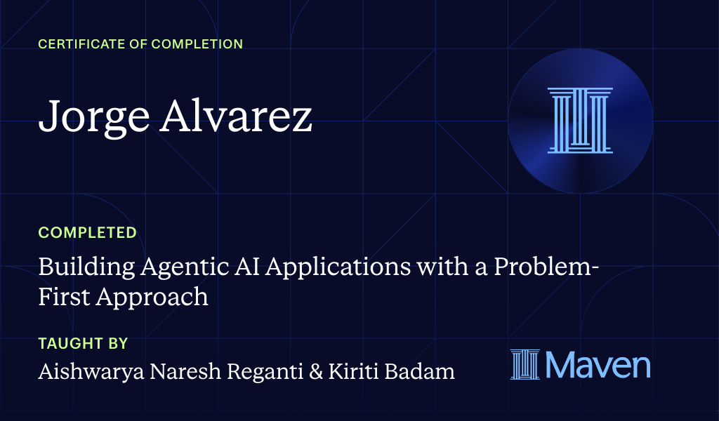 Certificate for Building Agentic AI Applications with a Problem-First Approach