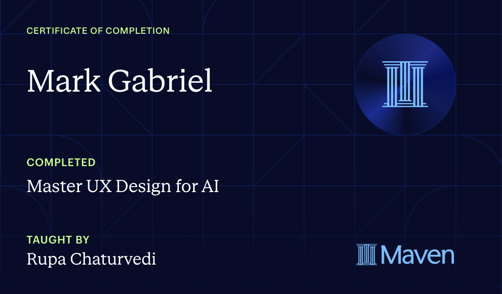 Certificate for Master UX Design for AI