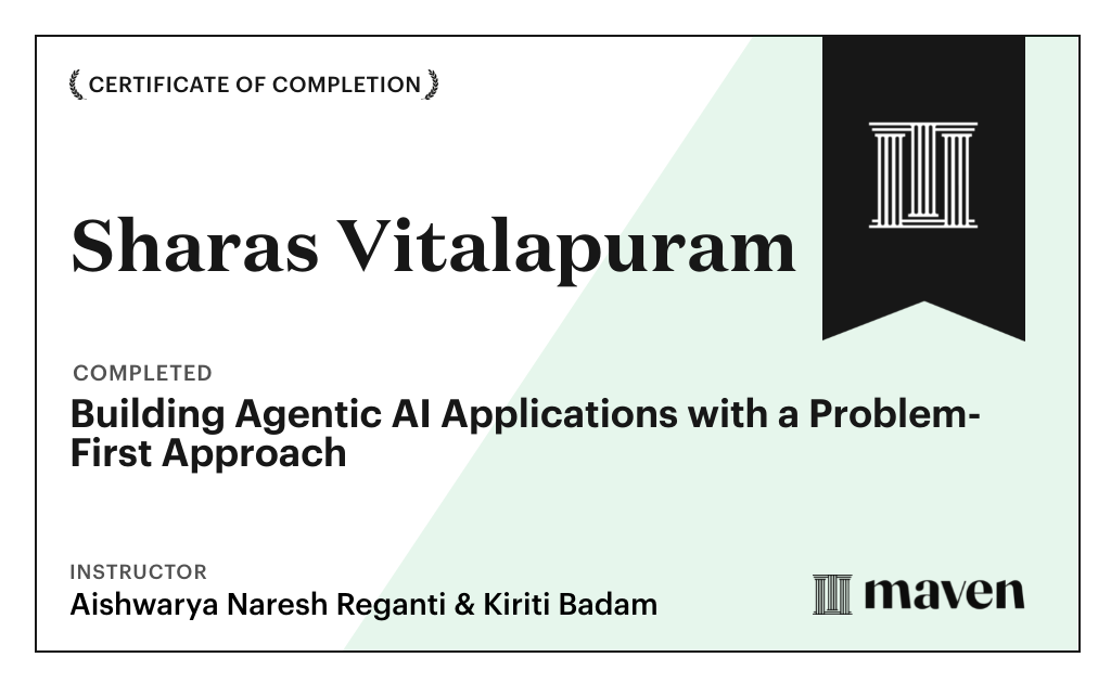 Certificate for Building Agentic AI Applications with a Problem-First Approach