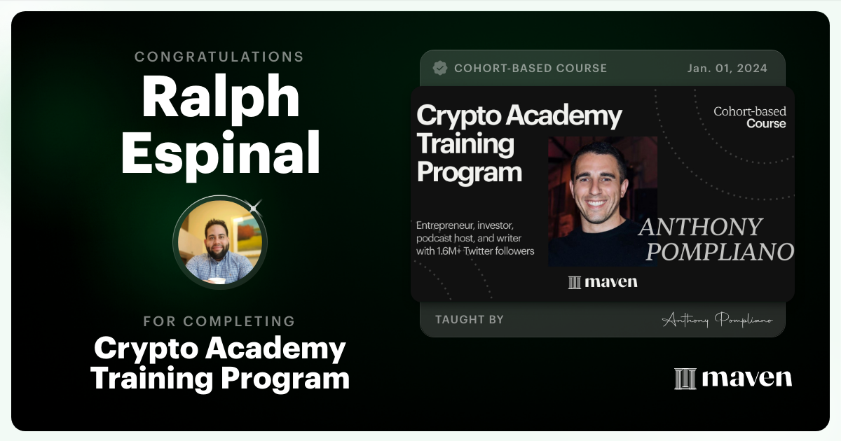 Certificate of Completion for Crypto Academy Training Program