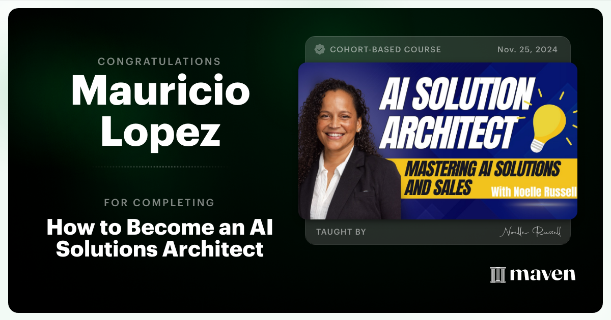 Certificate of Completion for Certified AI Solutions Architect