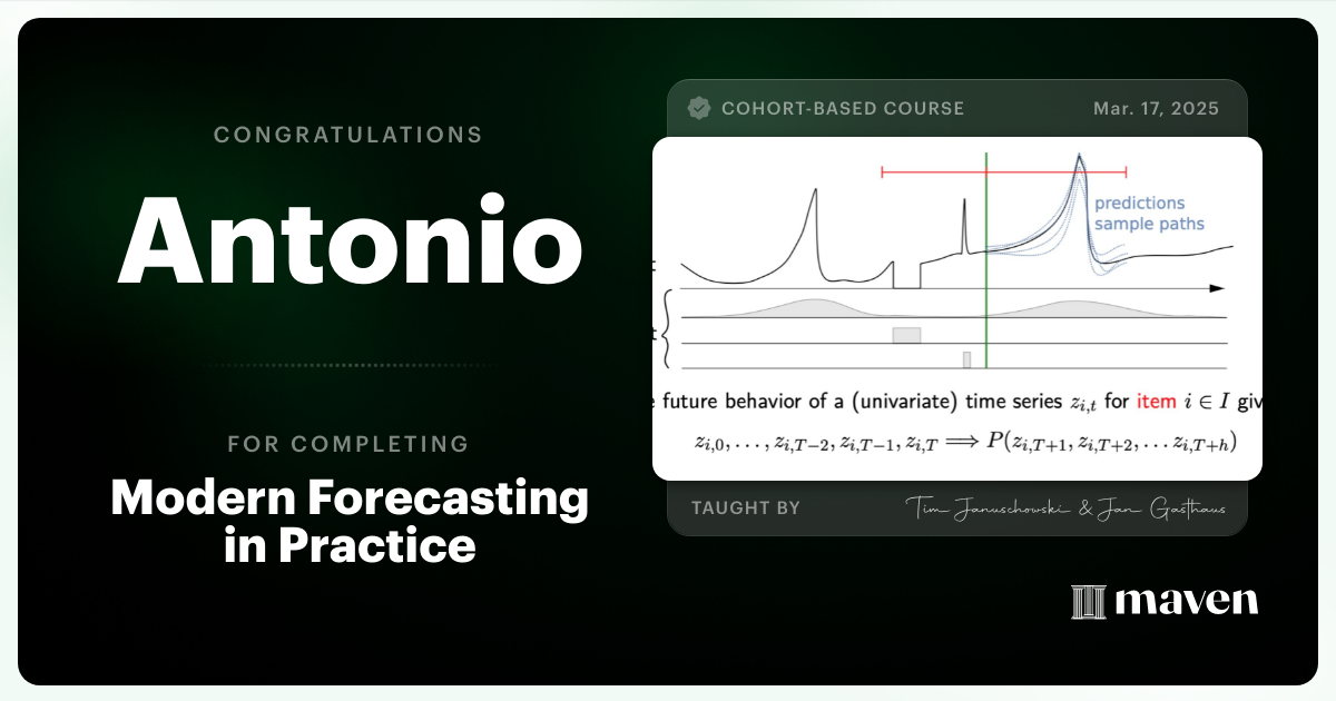 Certificate of Completion for Modern Forecasting in Practice