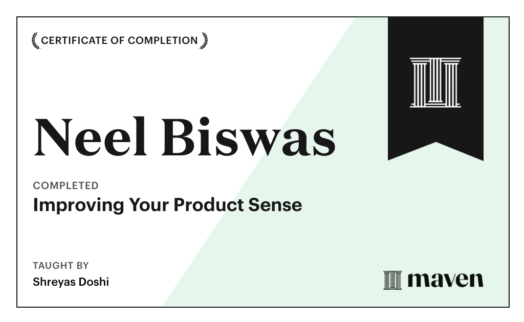 Certificate for World-class Product Sense in Practice