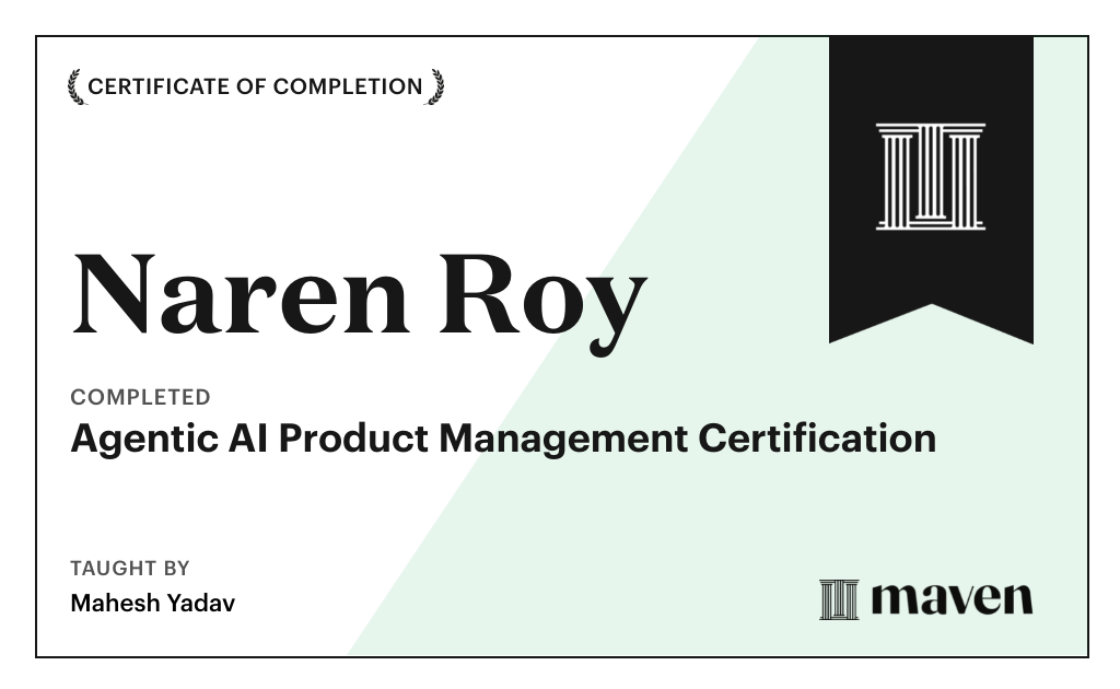 Certificate for Agentic AI Product Management Certification