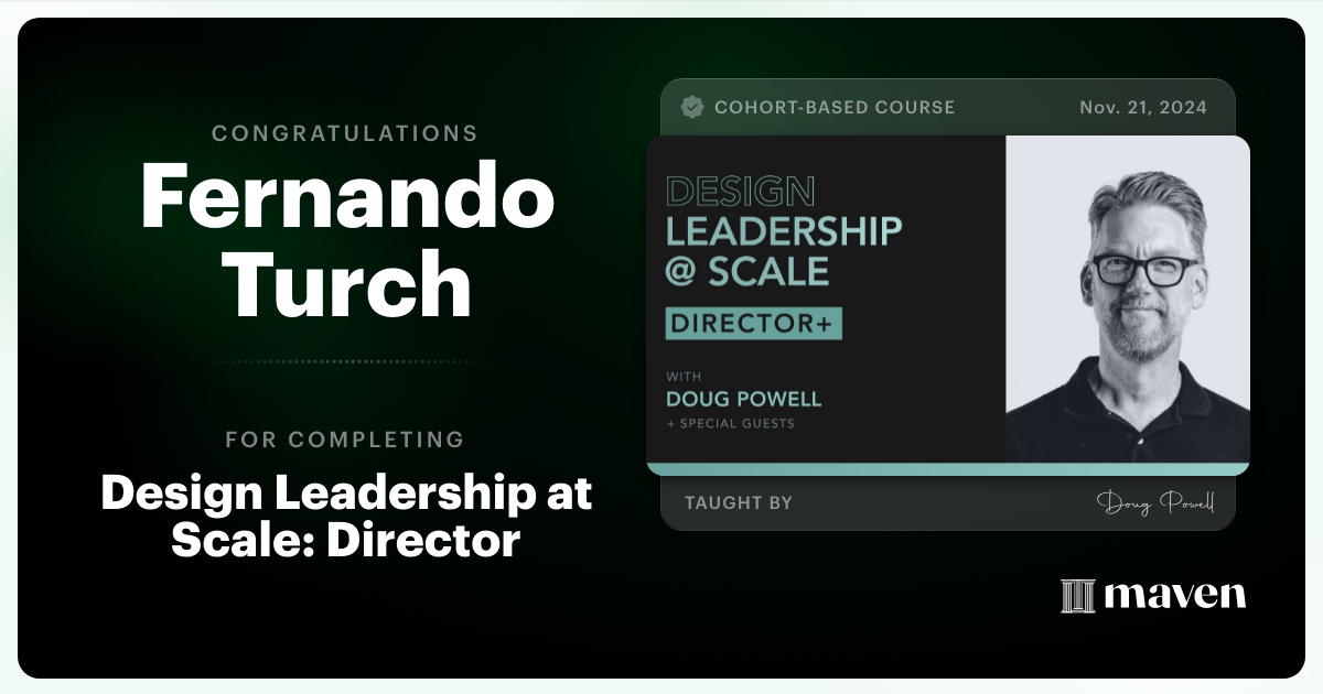 Certificate of Completion for Design Leadership at Scale: Director
