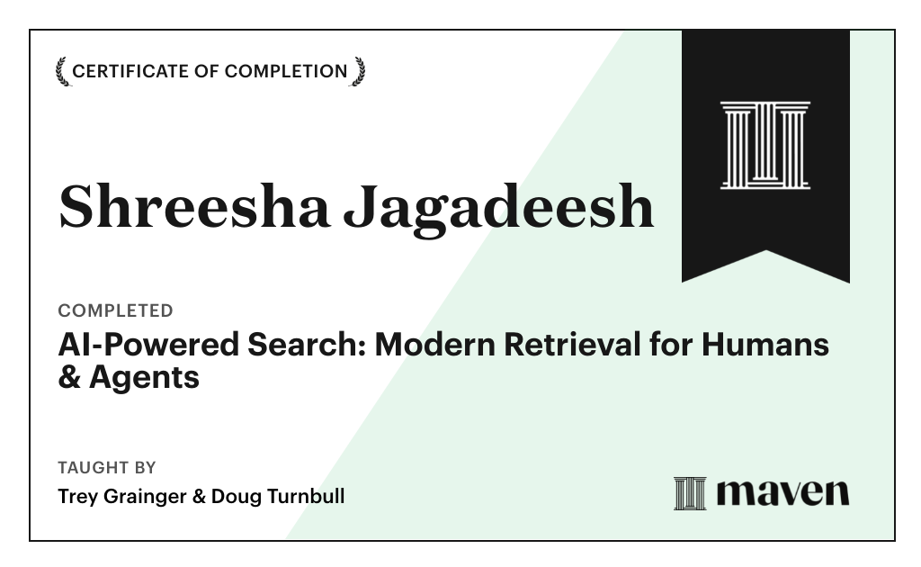 Certificate for AI-Powered Search: Modern Retrieval for Humans & Agents