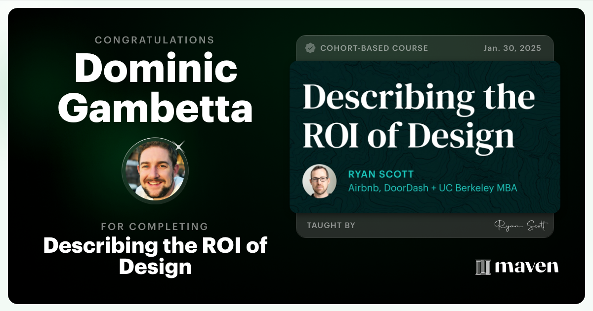 Certificate of Completion for Describing the ROI of Design